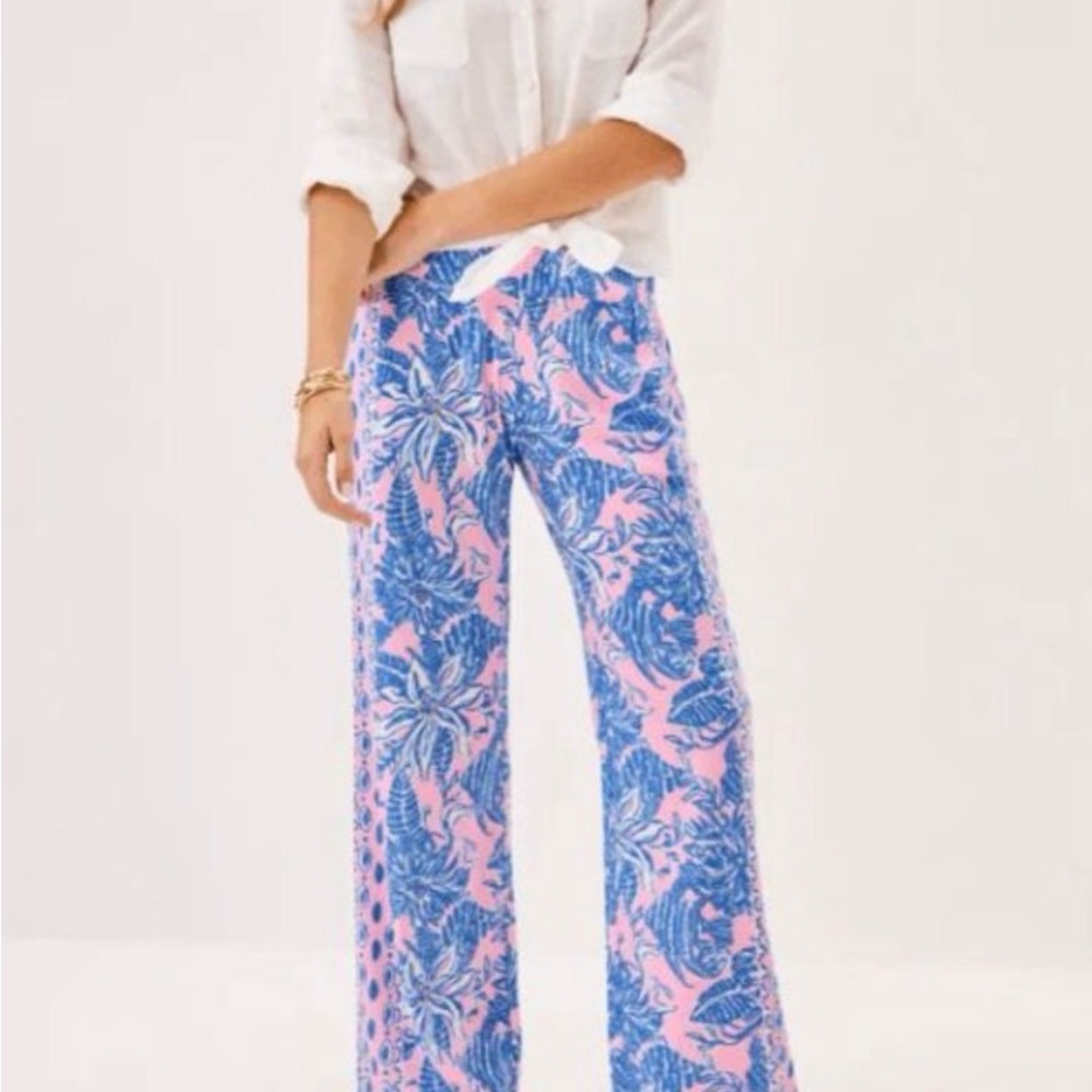 Lilly Pulitzer Blue and Pink Floral Pants